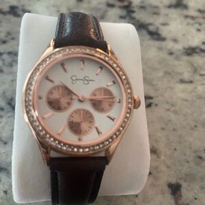 Jessica Simpson Rose Gold and Brown Watch
